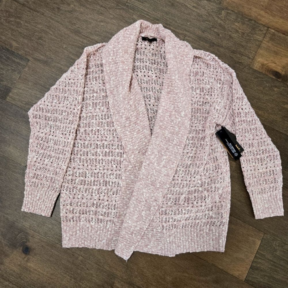$108 Frye Knit Open Front Cardigan Sweater Women’s Size L Pale Mauve